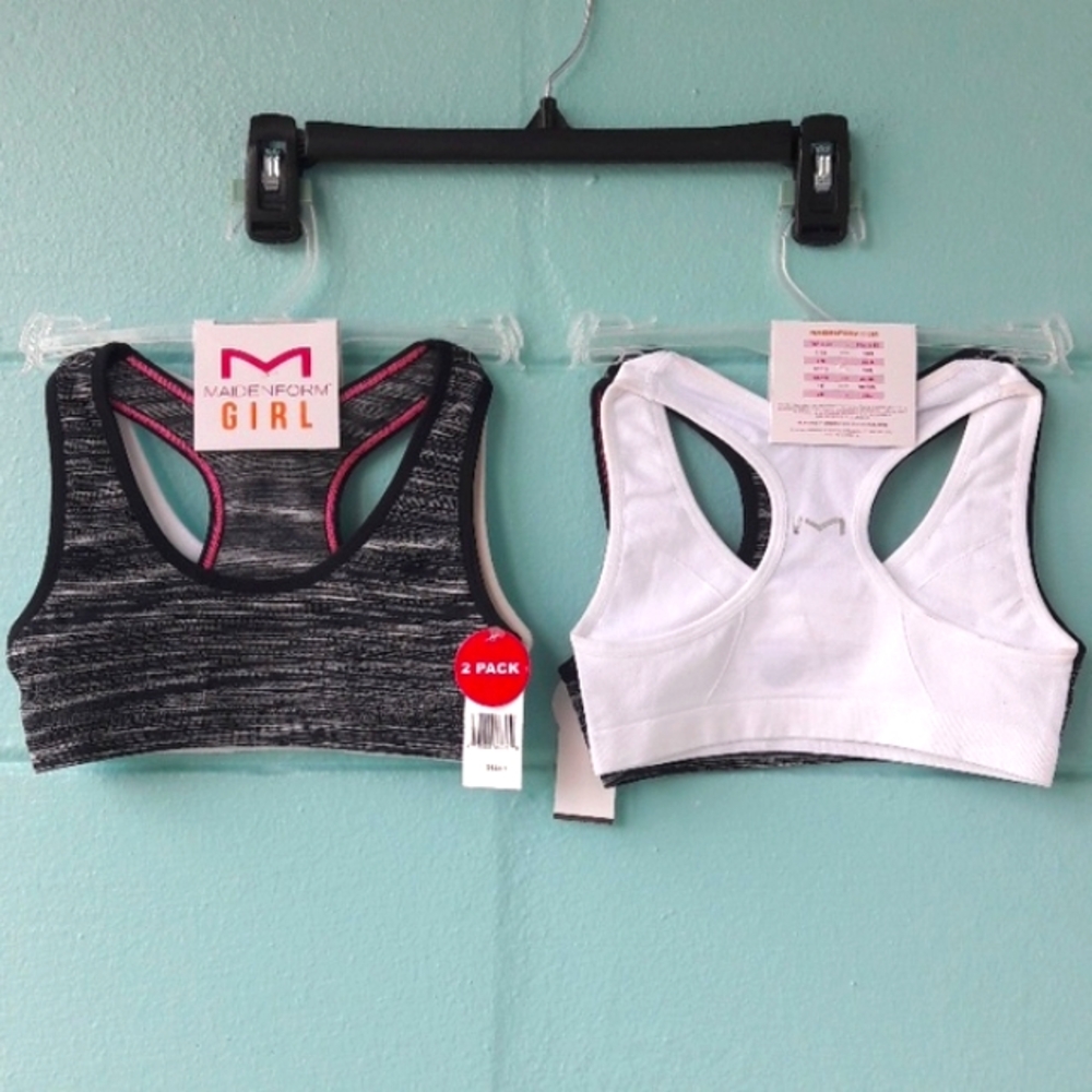 NWT "Maidenform" Girls Sports Bras Size Small  2-Packs of 2 (4 Total Bras)